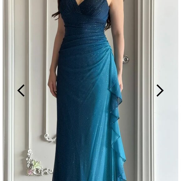 Betsy & Adam Dresses & Skirts - Vintage 2000's Y2k BETSY & ADAM Ombre Glitter Draped Evening Formal Gown Medium
